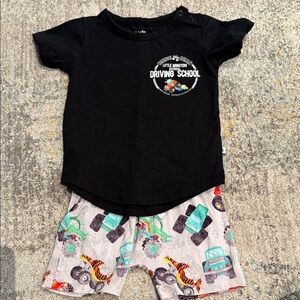 Monster Truck Kids Matching Set - Black and Gray